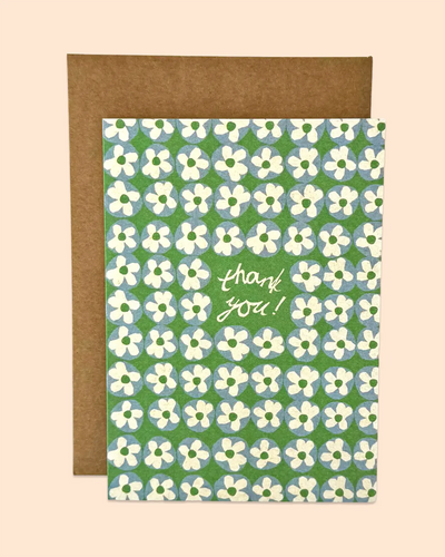 Thank You Green Flowers Card