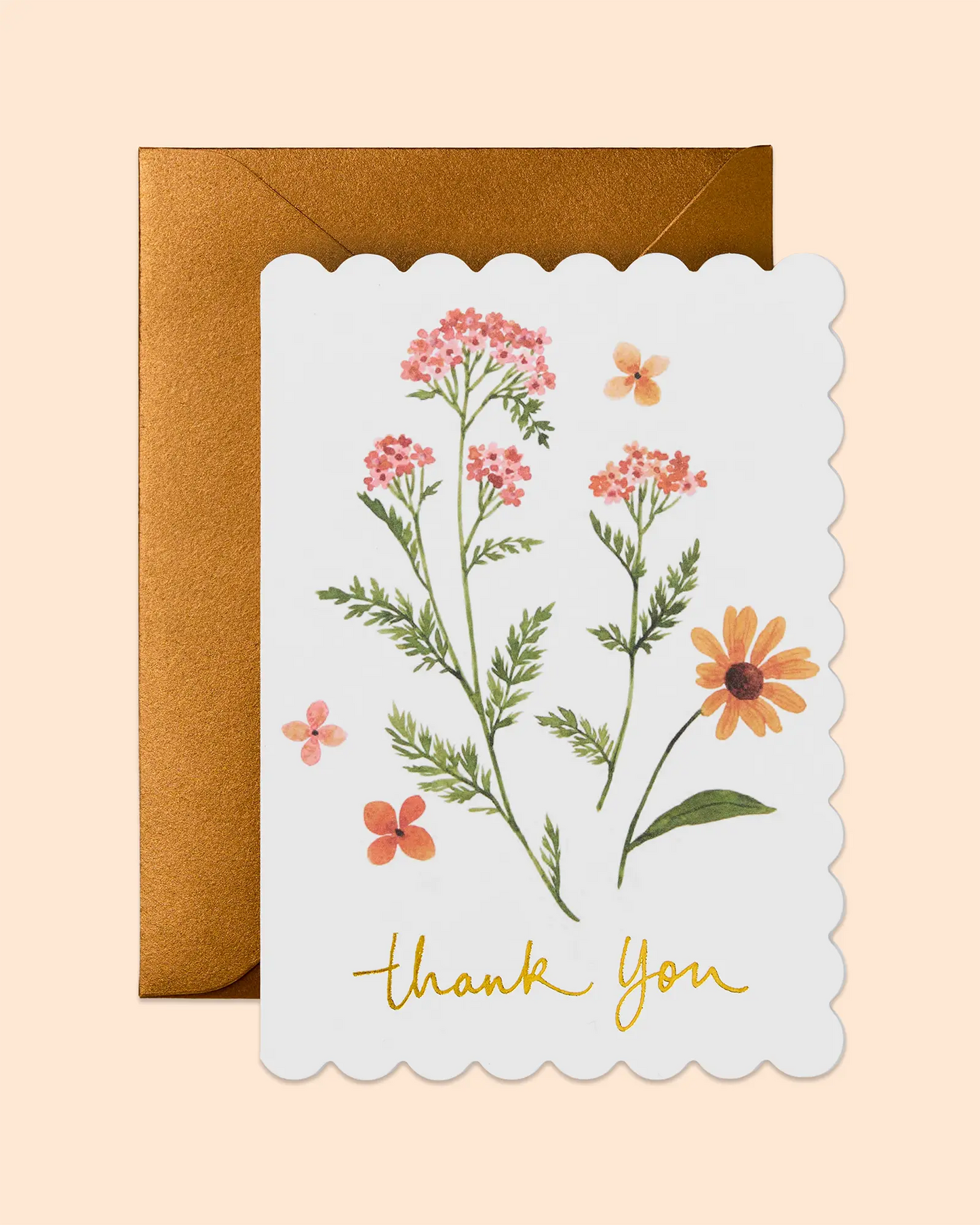 Thank You (Floral) Scallop Edge Card