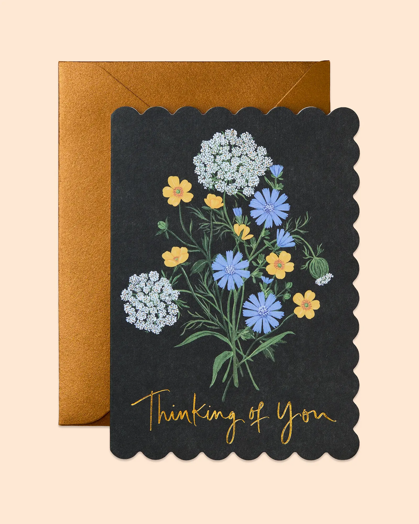 Thinking Of You (Floral) Scallop Edge Card