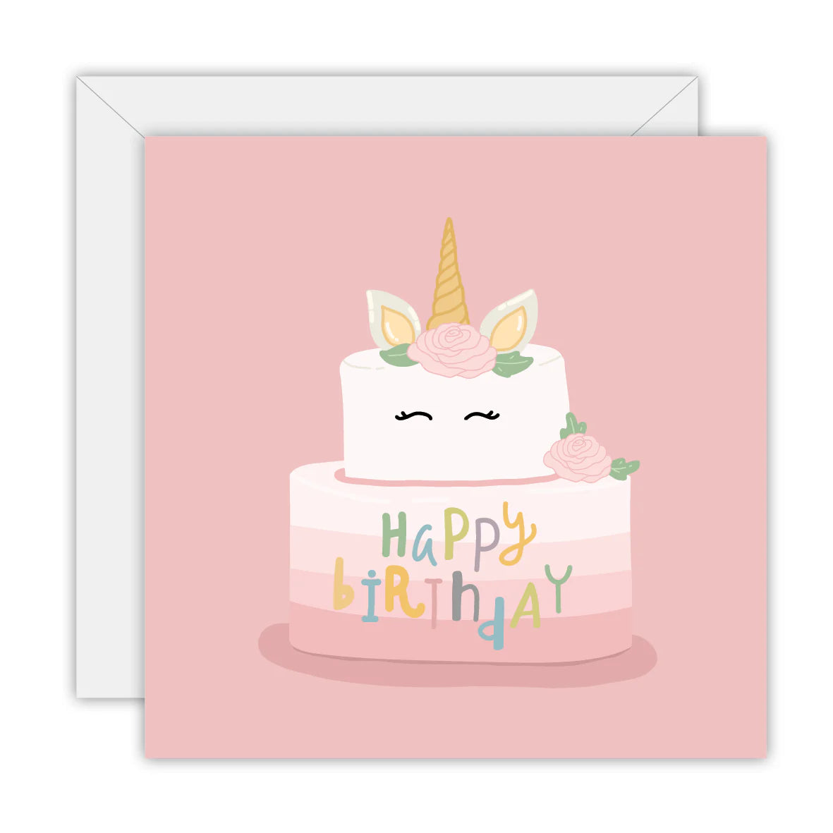 Unicorn Cake Happy Birthday Card