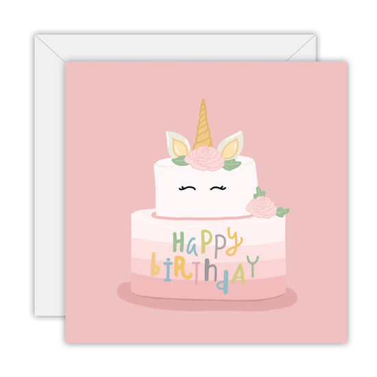 Unicorn Cake Happy Birthday Card
