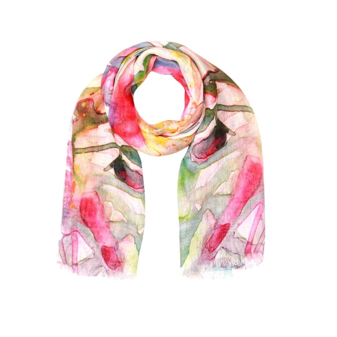 Watercolor Bloom Abstract Floral Cotton Modal Scarf
