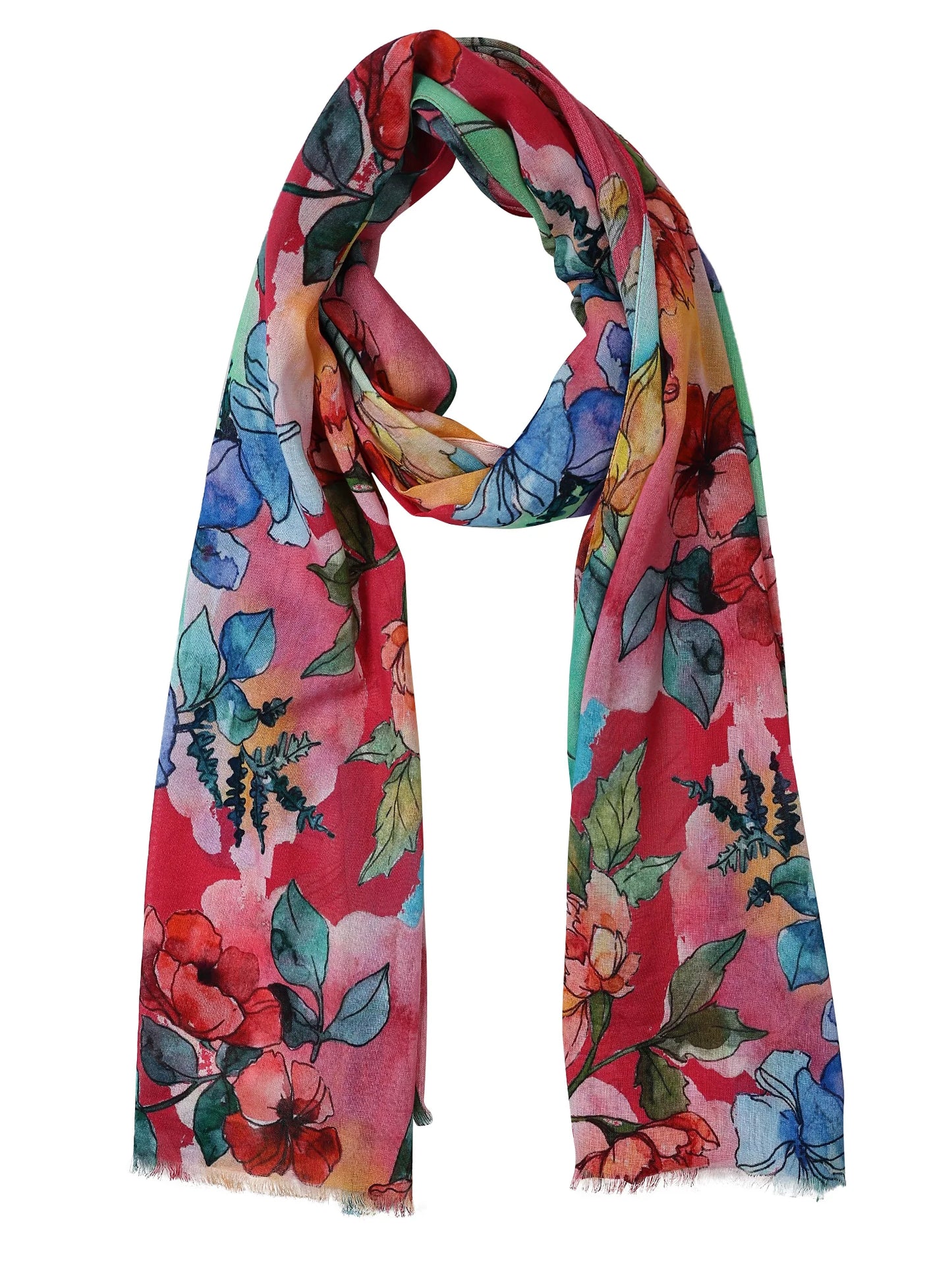 Watercolour Garden Bloom Cotton Modal Scarf