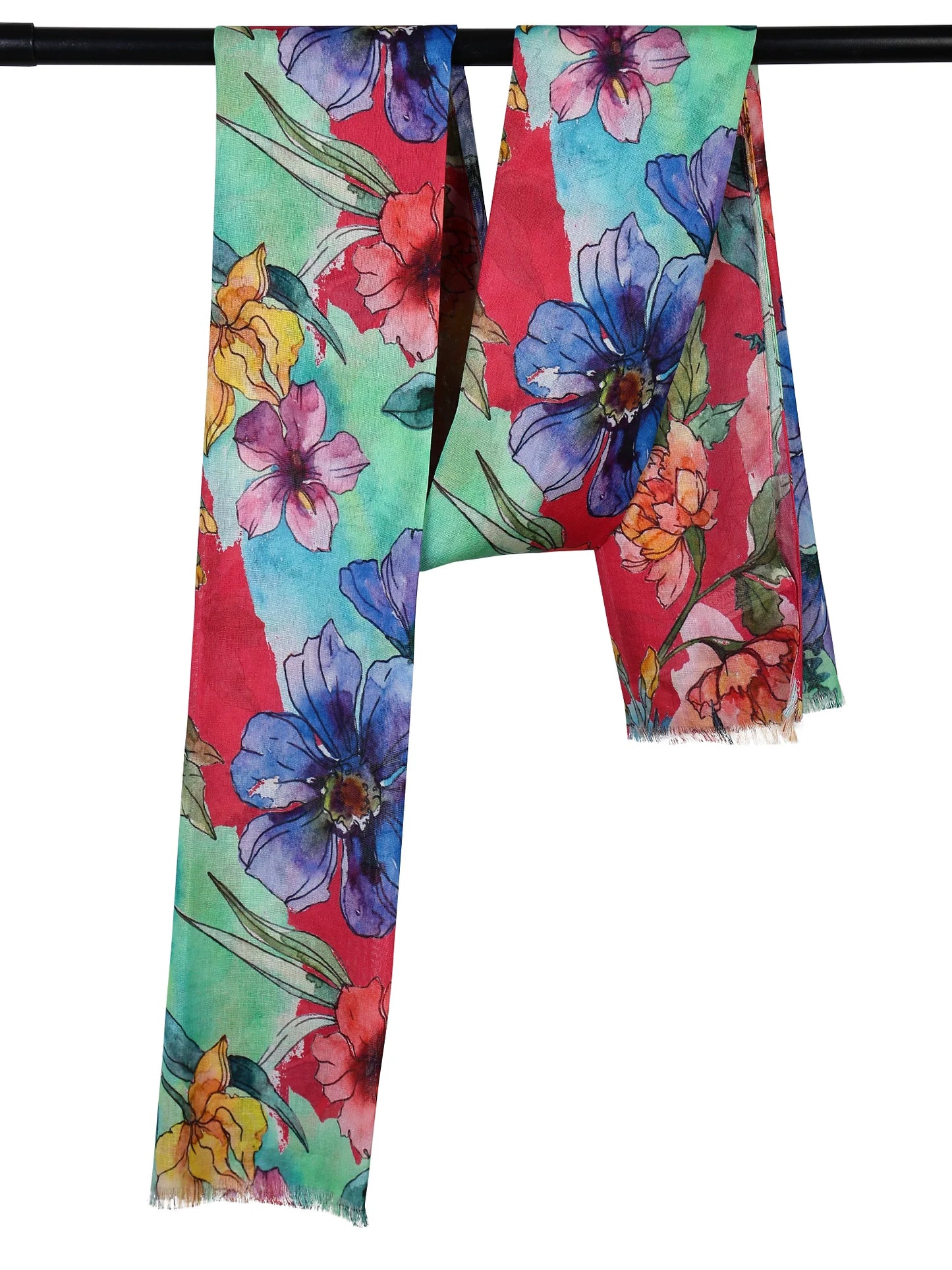 Watercolour Garden Bloom Cotton Modal Scarf
