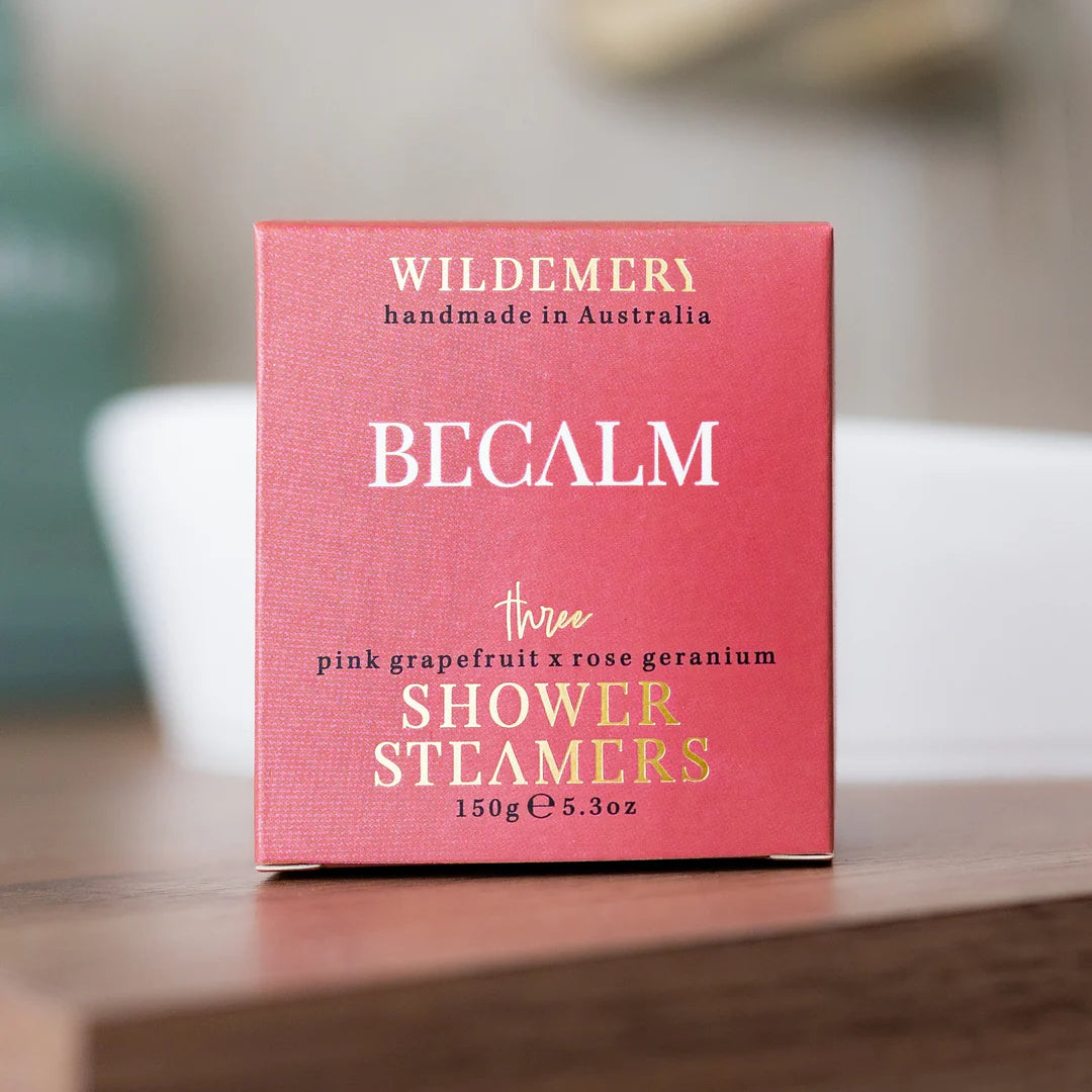 Wild Emery Becalm Shower Steamers Three Pink Grapefruit X Rose Geranium