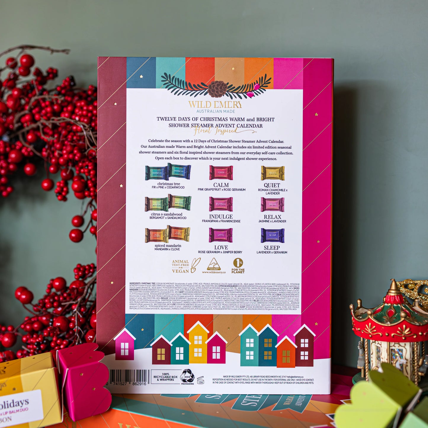 Wild Emery Warm And Bright 12 Days of Christmas Shower Steamer Advent Calendar