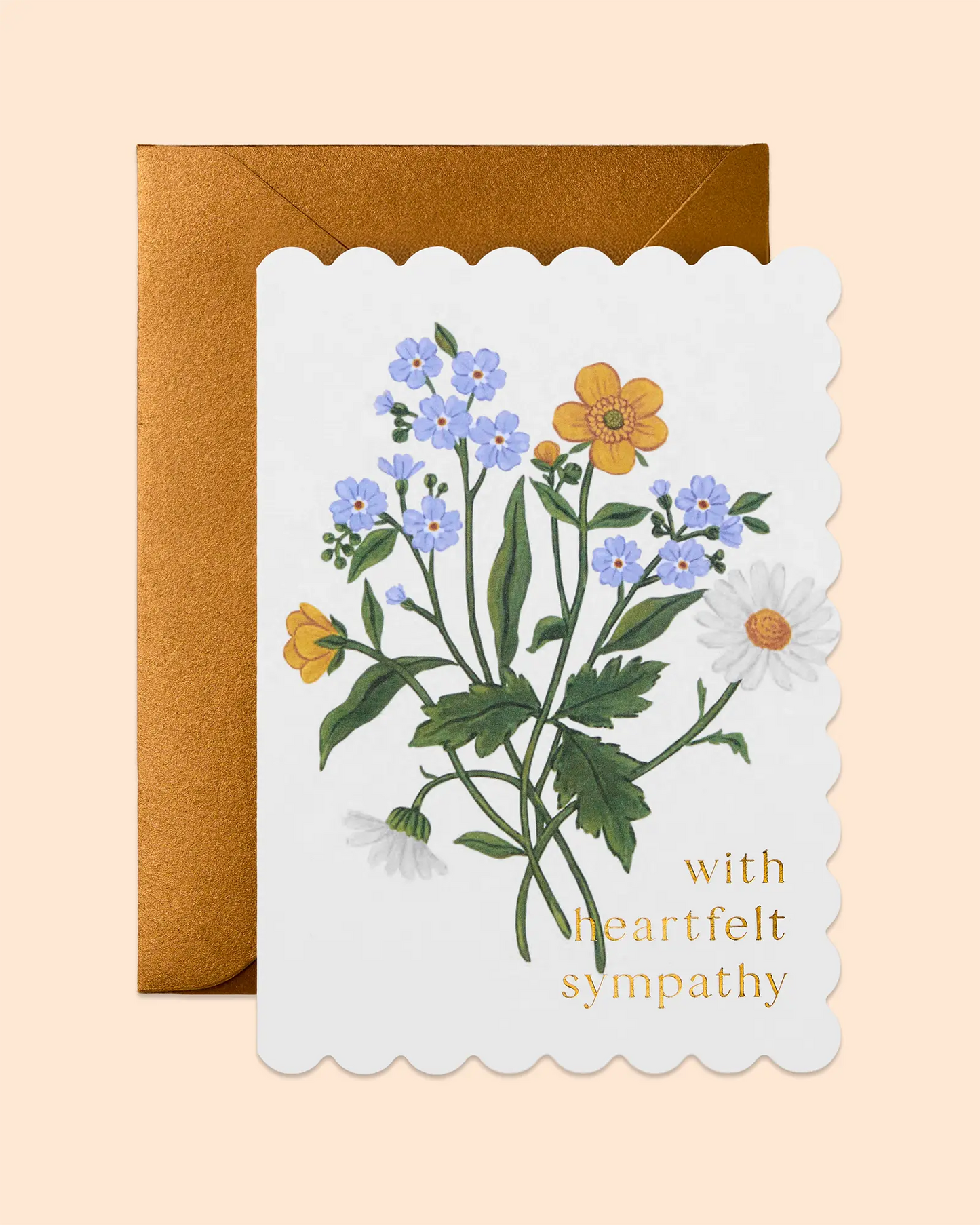 With Heartfelt Sympathy (Floral) Scallop Edge Card