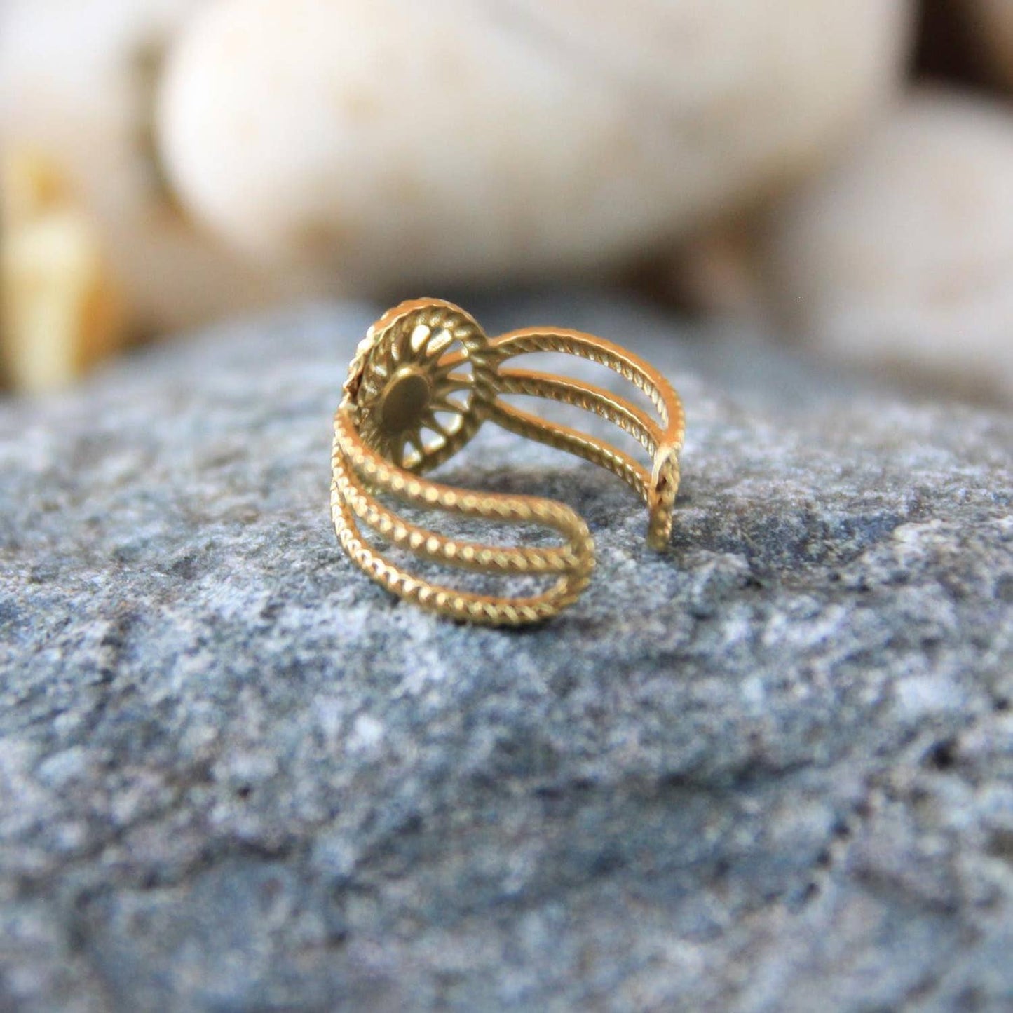 Gold Boho Sun Opal Ring
