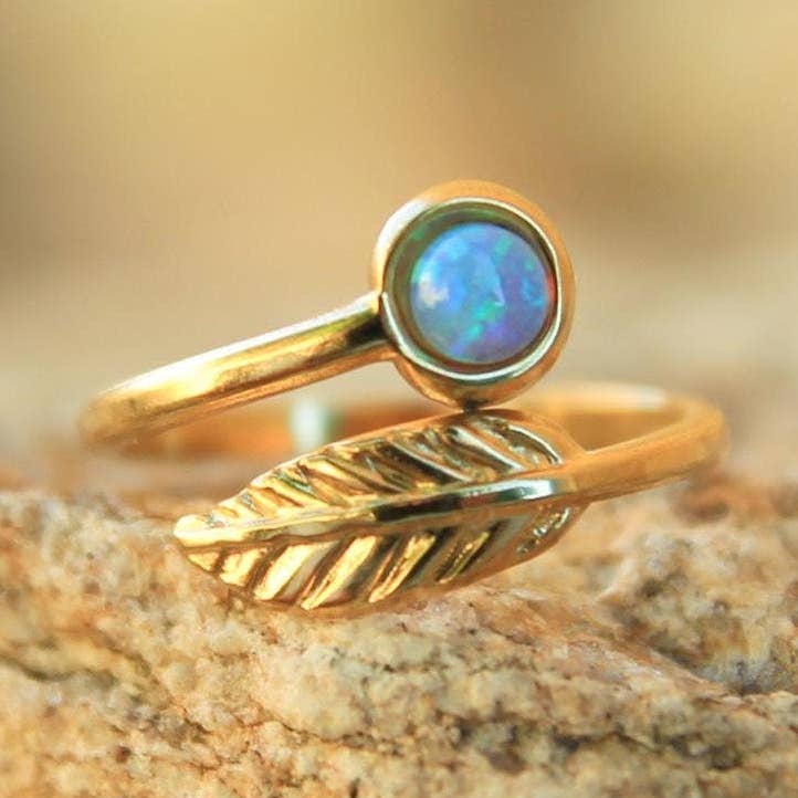 Gold Leaf Opal Ring