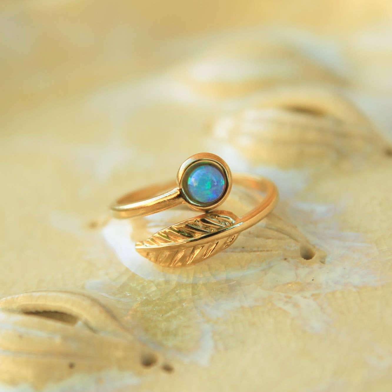 Gold Leaf Opal Ring