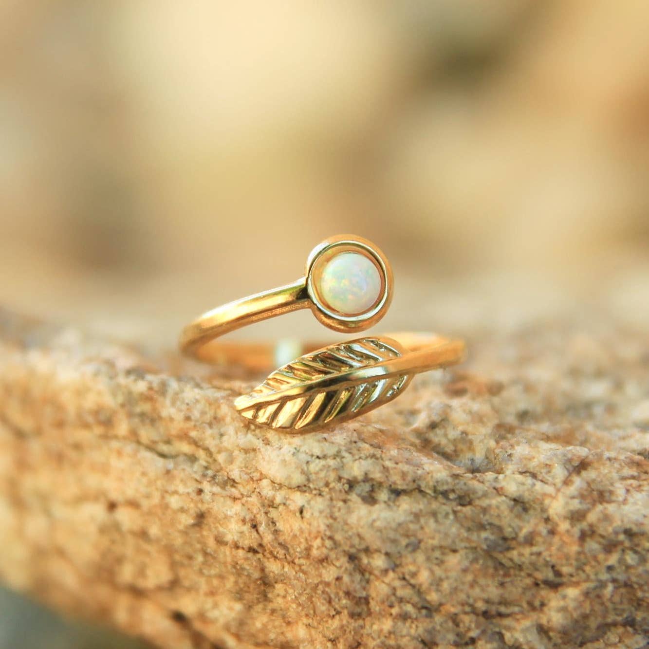 Gold Leaf Opal Ring