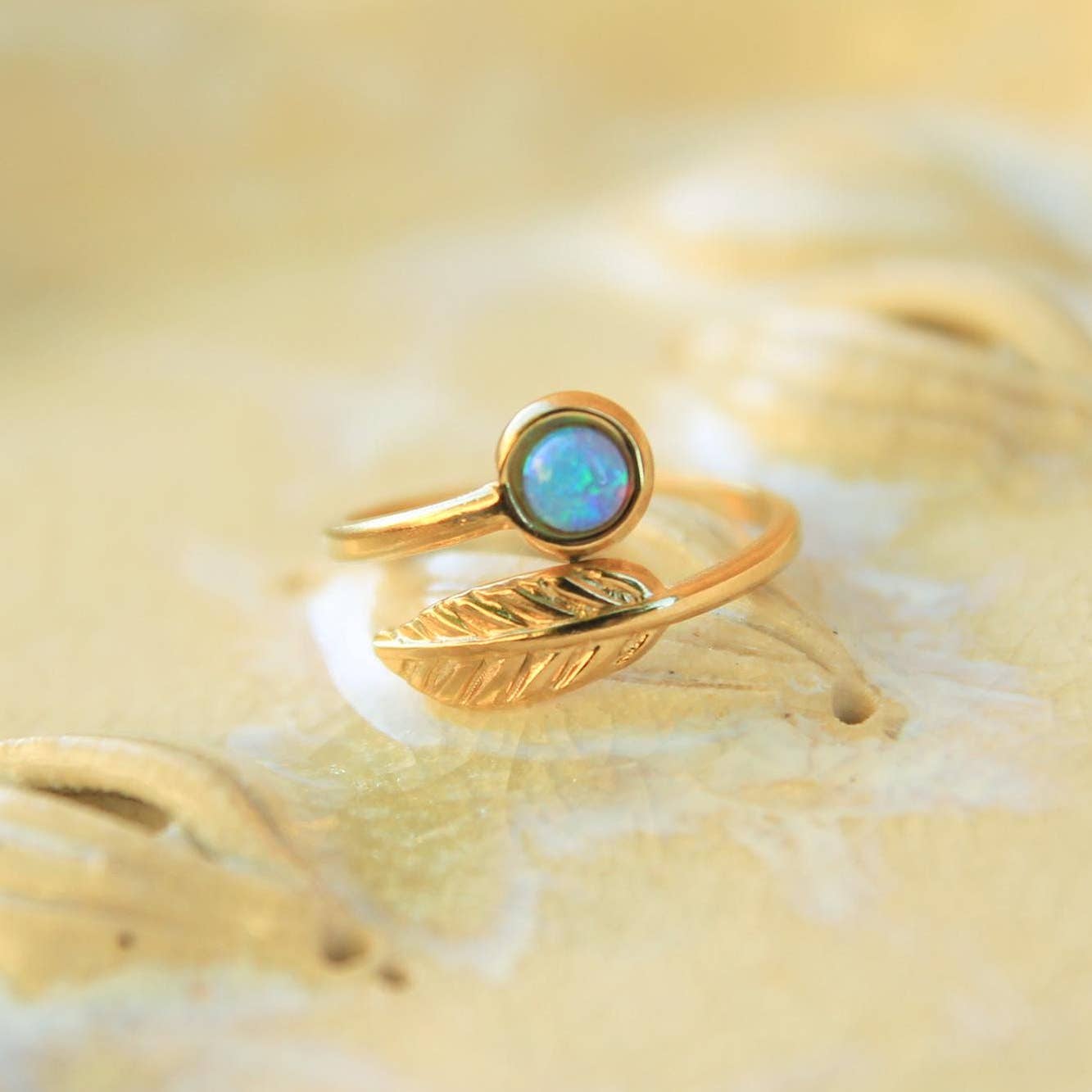 Gold Leaf Opal Ring