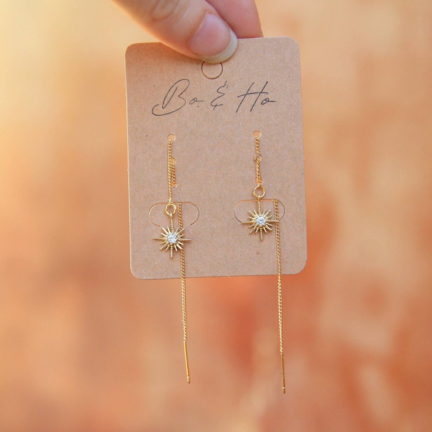 Minimalist Cz Star Threader Earrings