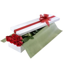 6 Heart Strings - Premium Presentation Box - Half Dozen Red Roses